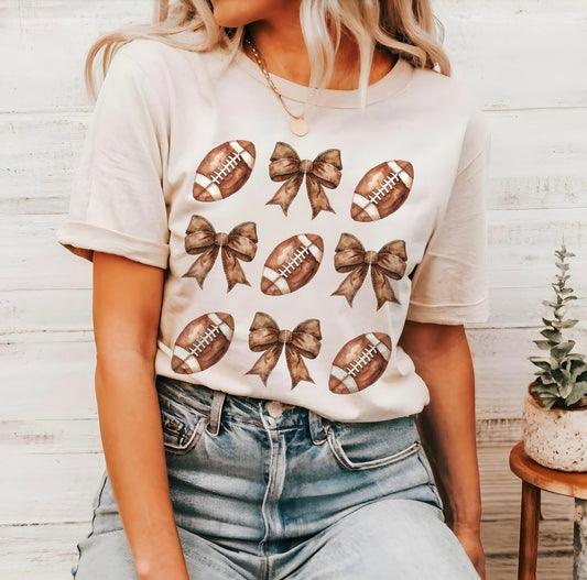 Bows and Football Long Sleeve T-Shirt